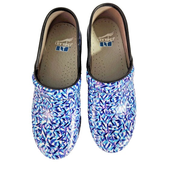 Dansko LT Pro Clog Leather Womens EU 38 US 7.5 - 8 Blue Dash Multicolor Print - Picture 5 of 10